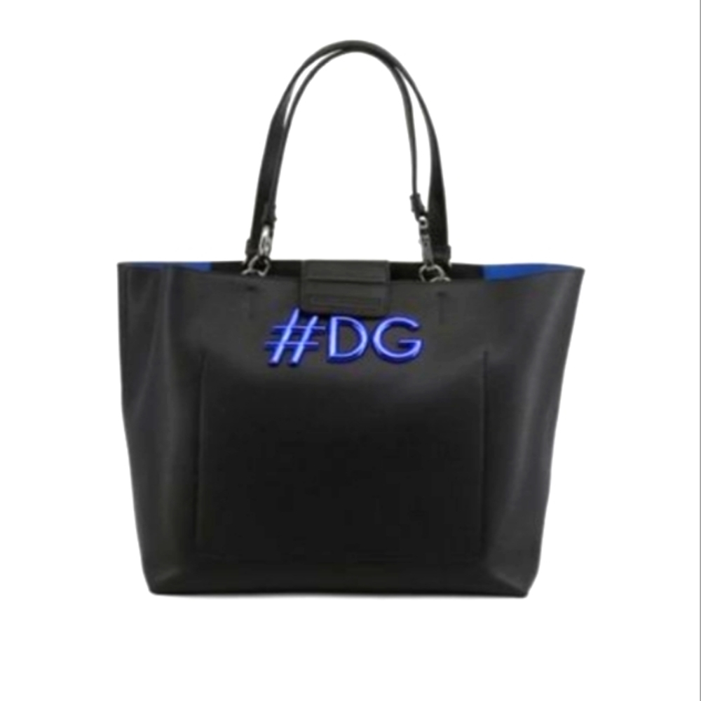 Brand New, Dolce & Gabbana #DG Beatrice Shopper Bag in Black Leather